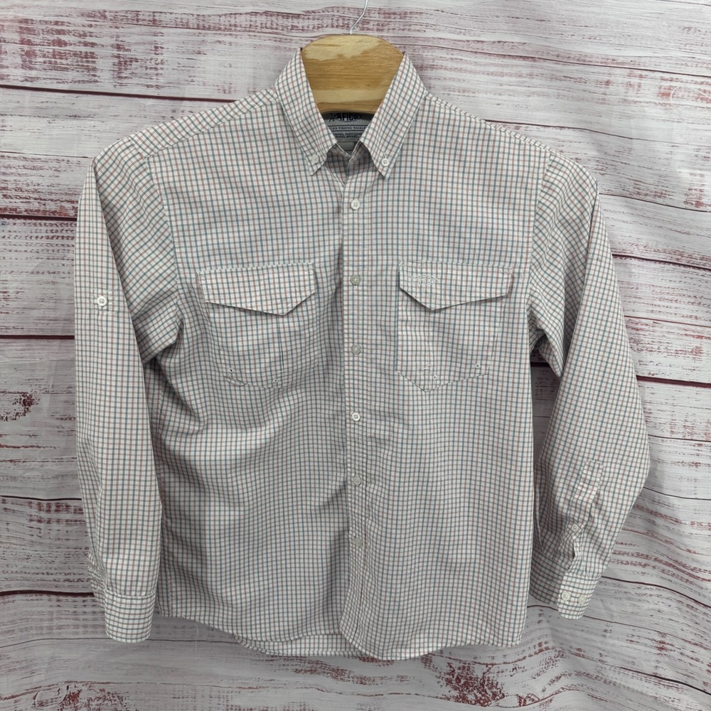 AFTCO Shirt‎ Mens Medium Fishing Long Sleeve Plaid Button Down Ventilated